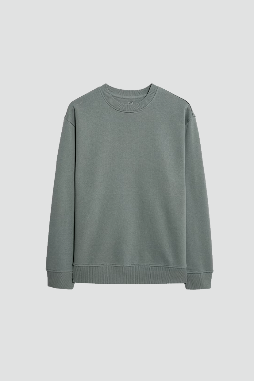 Cotton Relaxed Fit Crew Neck Sweatshirt